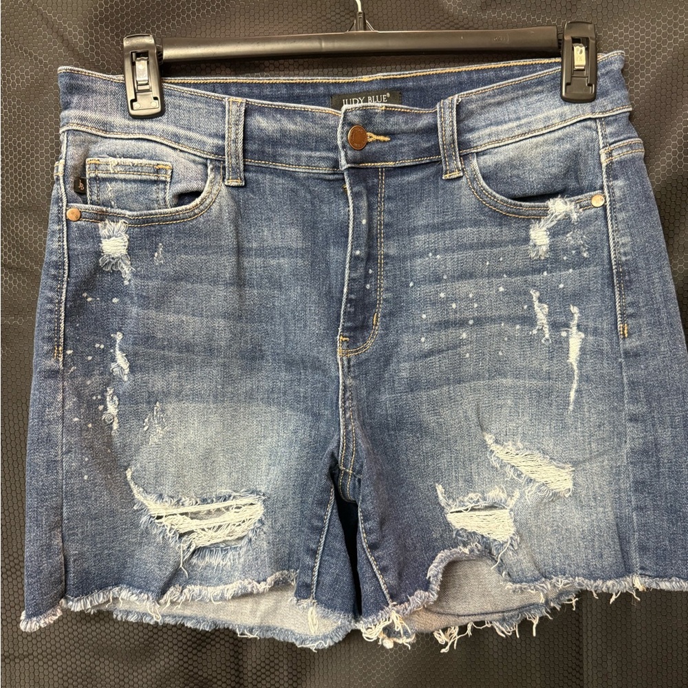 Judy Blue Distressed Denim Shorts - Medium Blue